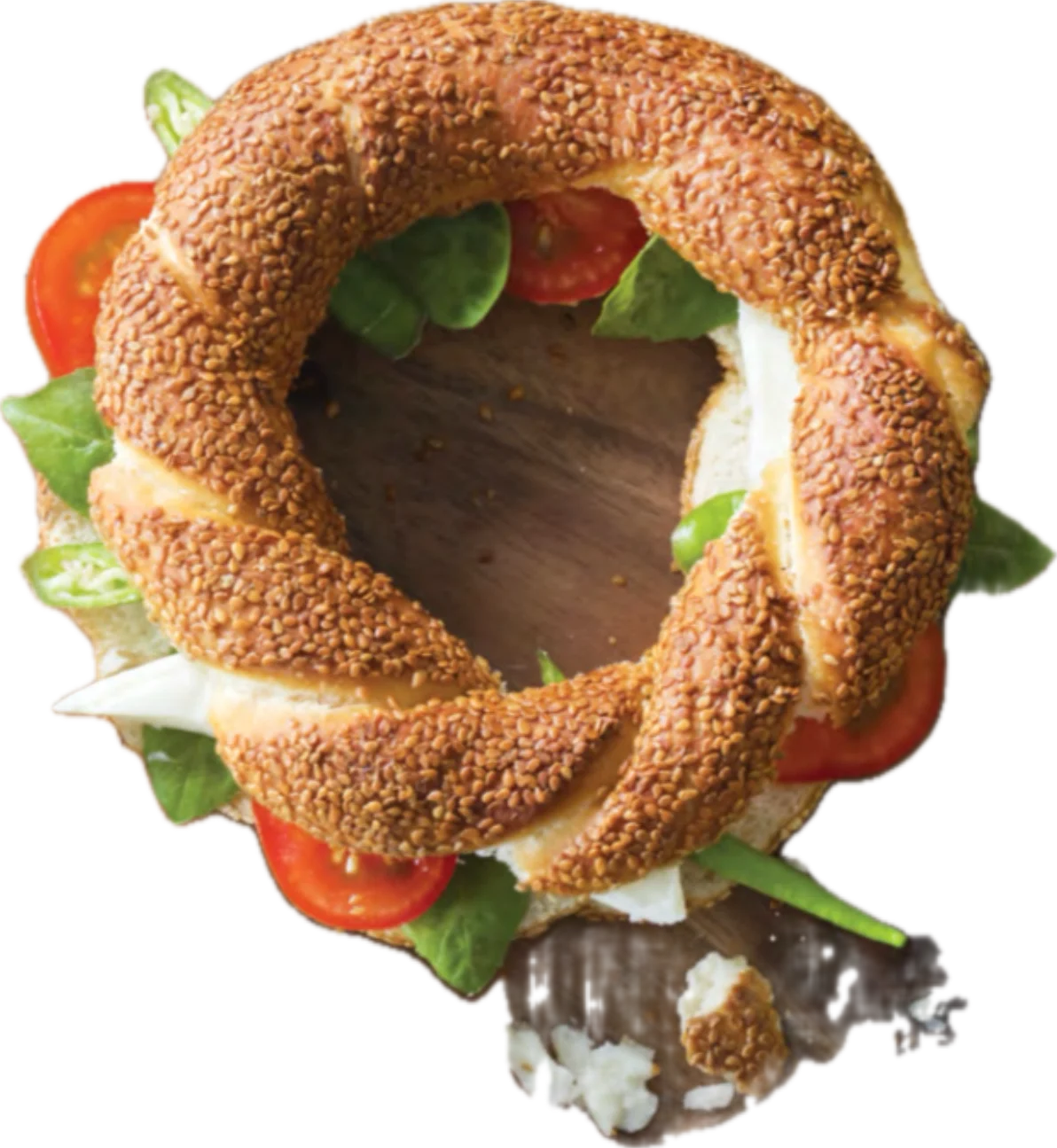 Sesame bread ring with Cream Cheese, Cherry - Mediterranean dish